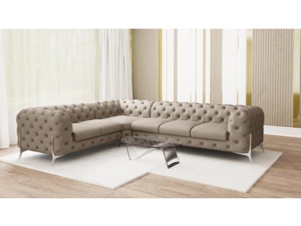 Luxusní sedací souprava CHELSEA BIS L 323x264 (Barva tmavě šedá, Nožičky Zlaté)