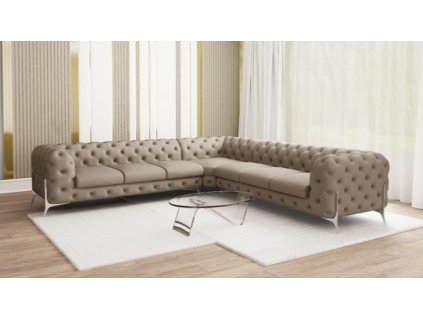 Luxusní sedací souprava CHELSEA BIS L 323x323 (Barva tmavě šedá, Nožičky Zlaté)