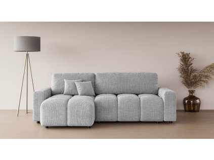 Rohová sedací souprava se spací funkcí LUKI L (Barva světle šedá)