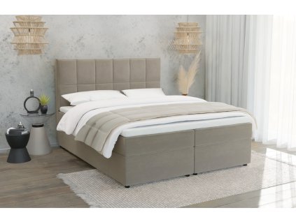 Boxspring Postel s úložným prostorem, matrací a Topperem 180x200 Flip (Barva Tmavě modrá)