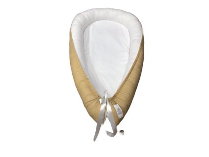 Hnízdečko MAXI - bílá bavlna, béžová s mini puntíkem