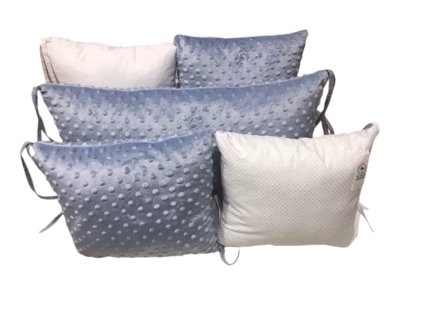 Mantinely polštářkové - 4ks prachově modrá minky, 2ks bílá se stříbrným puntíkem / design by Dominika Mesarošová