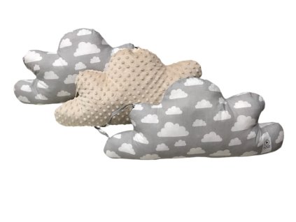 Mantinely mráčkové - 1ks béžová minky, 2ks šedá s různými bílými mráčky