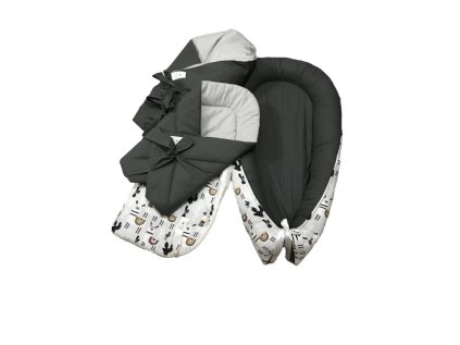 Set - tmavě šedá bavlna, šedá s lamami