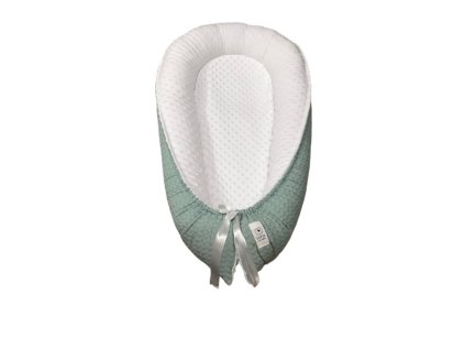 Hnízdečko - bílá minky, dusty mint vafle