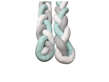 Mantinely cop - bílá bavlna, šedá bavlna, mint s bílými srdíčky