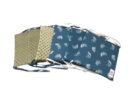 Mantinely molitanové - 3ks béžová minky, 3ks modrá s bílými peříčky