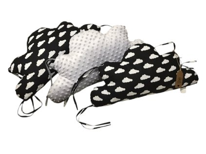 Mantinely mráčkové - světle šedá minky, černá s bílým obláčkem