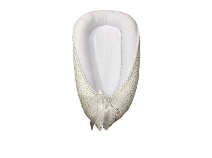 Hnízdečko - bílá minky, různé stříbrné hvězdičky na bílé