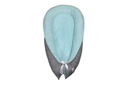 Hnízdečko - vodově mint minky, světle šedá bavlna