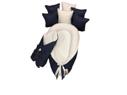 Set - bílá minky, tmavě modrá s kotvičkami