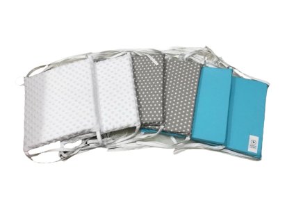 Mantinely molitanové - 2ks bílá minky, 2ks šedá s bílou hvězdičkou, 2ks tyrkysová bavlna