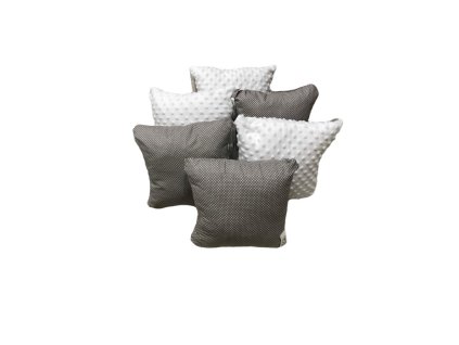 Mantinely polštářkové - 3ks bílá minky, 3ks šedá s mini bílým puntíkem