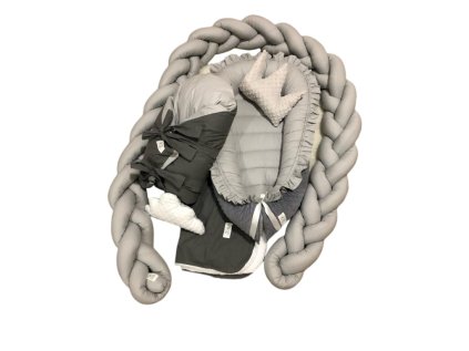 Set - tmavě šedá minky,tmavě šedá bavlna,světle šedá bavlna