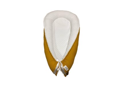 Hnízdečko - bílá minky, okrová vafle