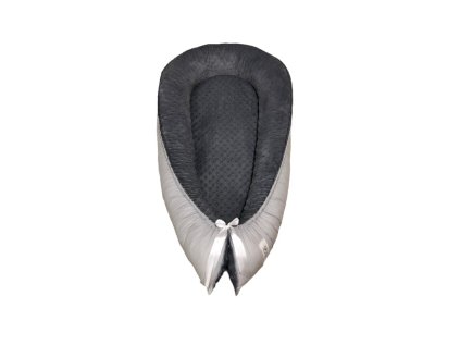 Hnízdečko - tmavě šedá minky, světle šedá bavlna