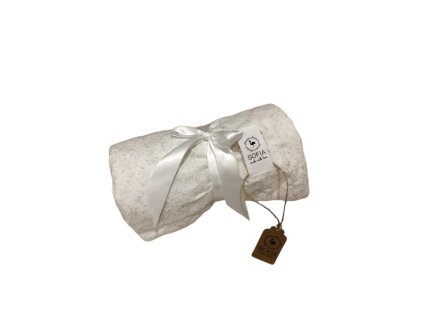 Minky dečka - bílá minky, bílá se stříbrným prachem