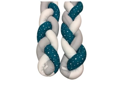 Mantinely cop - světle šedá bavlna, petrolejová s hvězdičkami, bílá bavlna