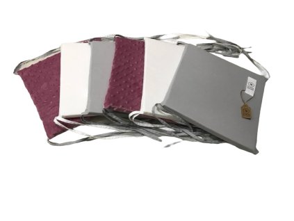 Mantinely molitanové - 2ks starorůžová minky, 2ks šedá bavlna, 2ks bílá bavlna