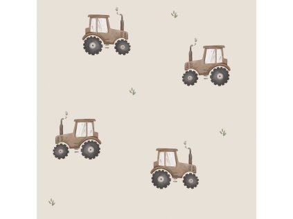 Hnědý béžový traktor