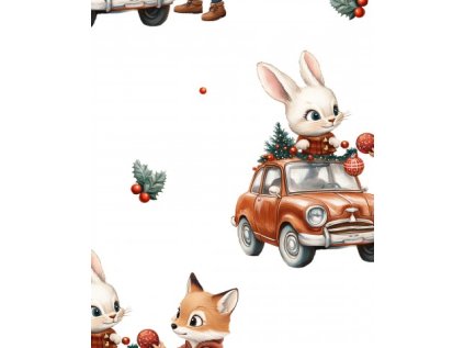 Vánoční auto s králíčkem a liškou