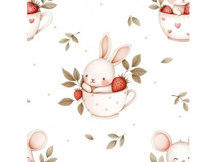 Strawberry tea with bunny and mouse