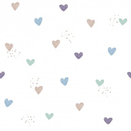 Mini Hearts Purple White Medium