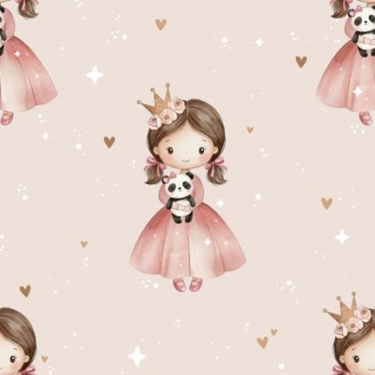 Little princess with panda Beige