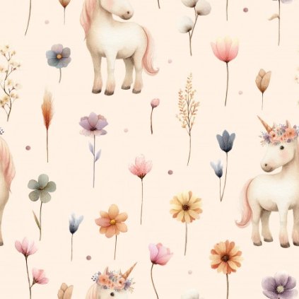 Roztomilý boho jednorožec béžový