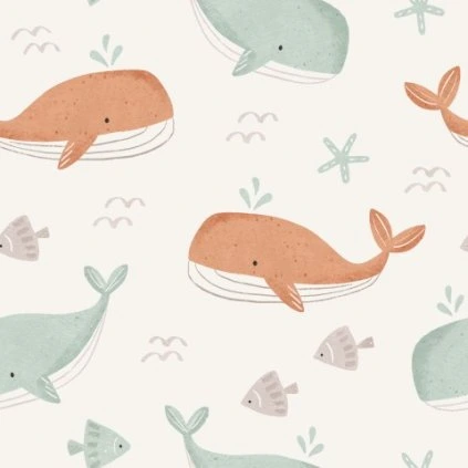 Whales Green and Orange