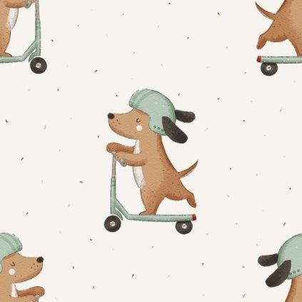 Dog on mint scooter