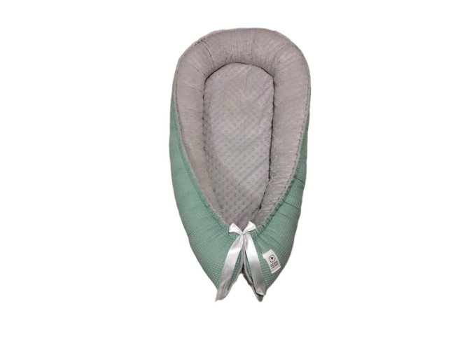 Hnízdečko - světle šedá minky, dusty mint vafle