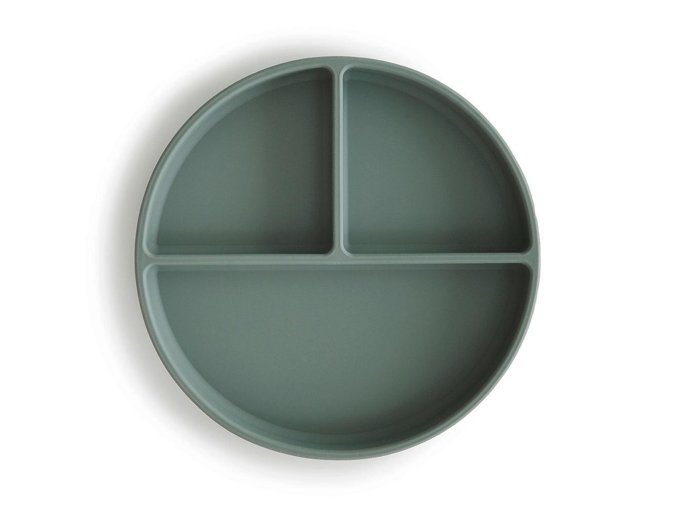 Mushie silikonovy tanier s prisavkou cambridge blue