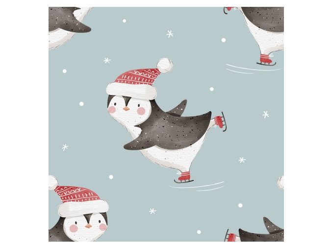 Penguins on Blue
