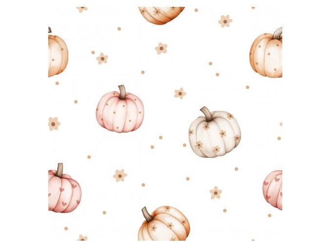 Floral autumn pumpkin White