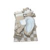 Set - světle modrá minky, šedá s většími a menšími srdíčky / design by Kristýna Hoidarová Kolocová