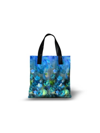 Taška se zipem a podšívkou modré tulipány