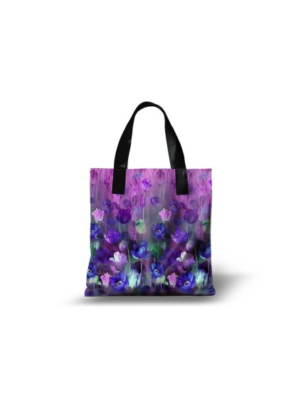 Taška se zipem a podšívkou fialové tulipány