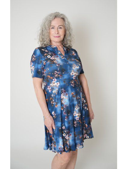 Sofistik šaty ŠÁRKA, V1 modrá květ