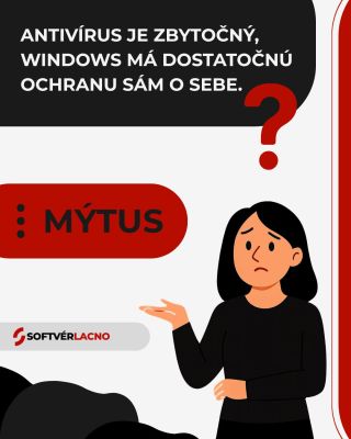 „Antivírus je zbytočný, Windows sa ochráni sám.“ 🔴 MÝTUS. Windows Defender je len prvá línia. Phishing, ransomware a...