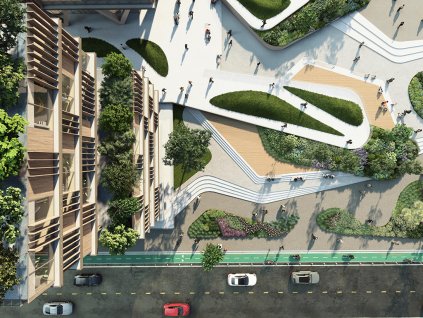Landscape rendering urban square top