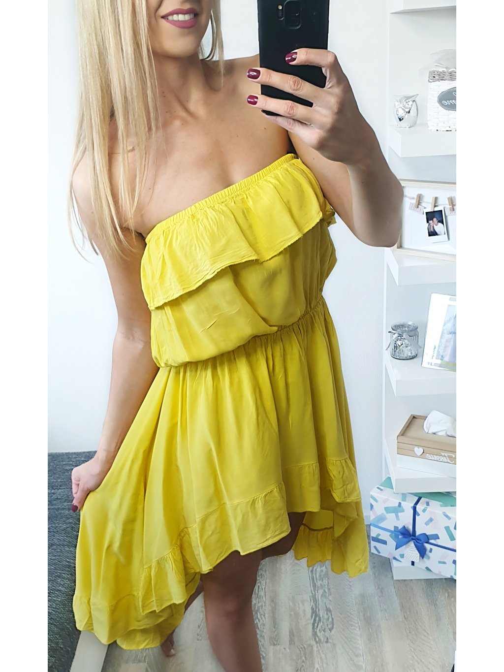 Žlté asymetrické letné šaty - Sofyi