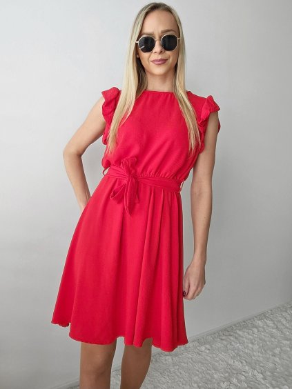 Elegantné červené volánikové šaty