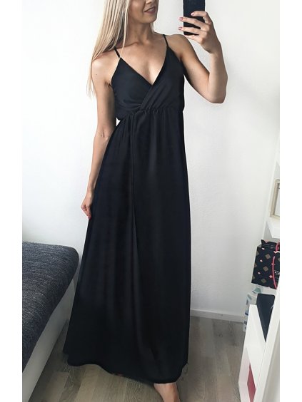 Čierne elegantné saténové šaty