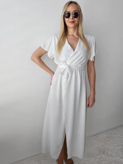Dlhé elegantné biele šaty