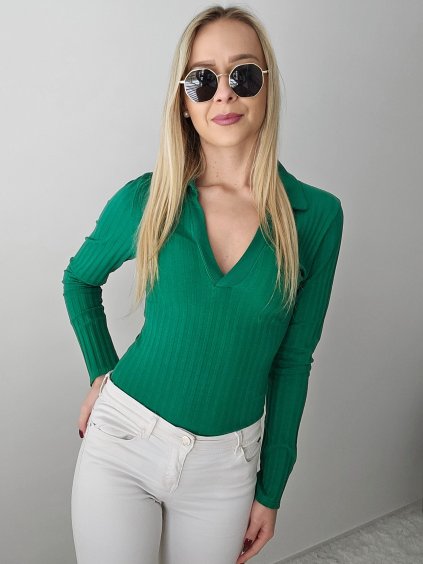 Dámska košeľový zelený svetrík