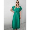 Dlhé elegantné zelené šaty s gombíkmi