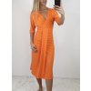 Oranžové dlhé šaty s krátkym rukávom