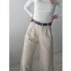 Béžové široké elegantné nohavice s opaskom Max