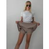 Šedé sukňové šortky s čiernym opaskom Sima